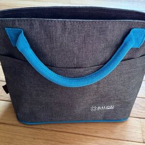 Insulated Lunch Bag, Baling Budai Gray and Blue Insulated Lunch Bag, Lunch Bag